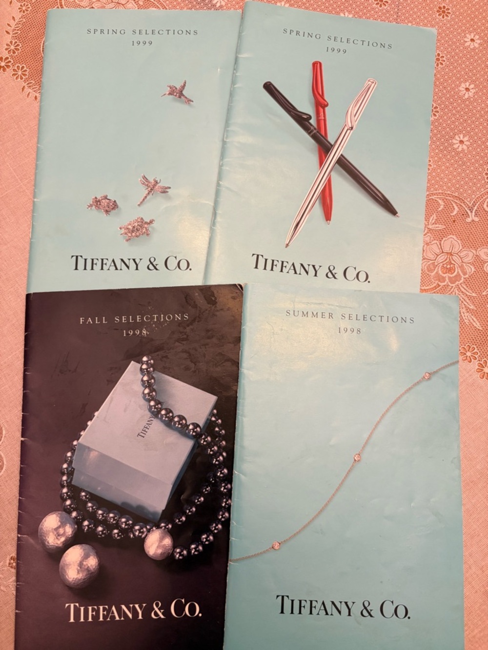 FOUR VINTAGE TIFFANY CATALOGS
TWO 1998 SUMMER AND FALL 
TWO 1999 SPRING.